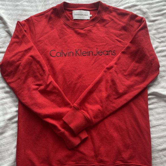 NEW Calvin Klein Red Logo Sweatshirt, Unisex size Medium - Picture 1 of 4